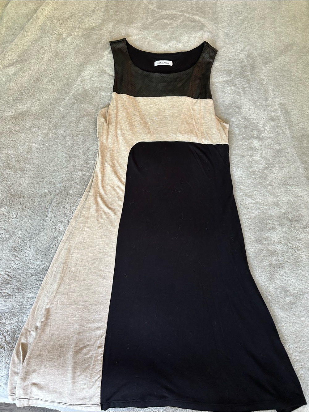 Calvin Klein Black and Cream Midi Dress